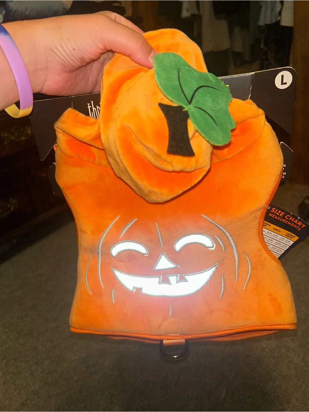 Pet Orange Reflective Pumpkin Hooded Vest costume
